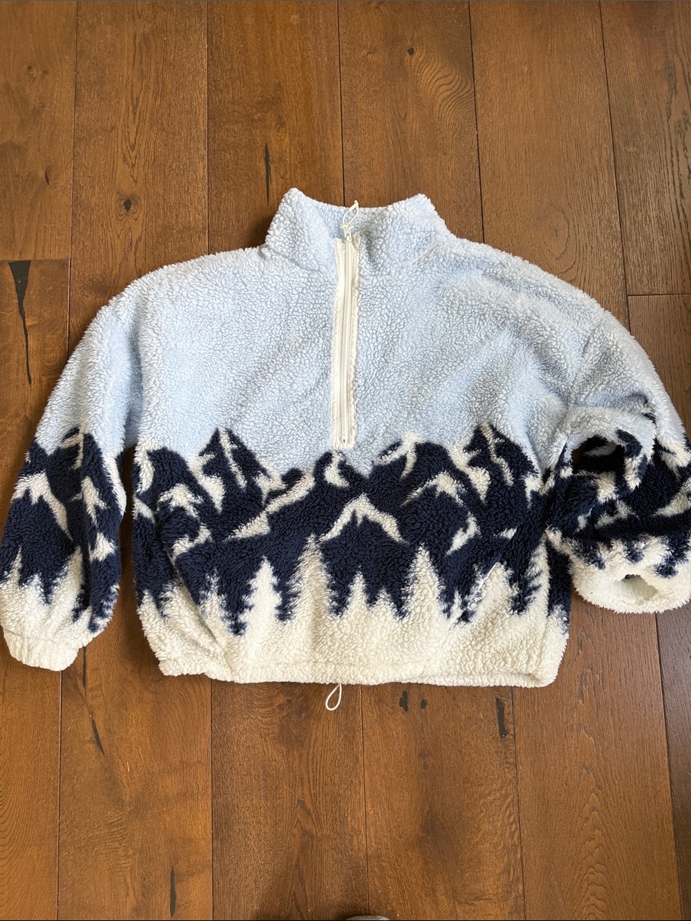 Cozy Blue Mountain Sherpa Pullover Sweater- large